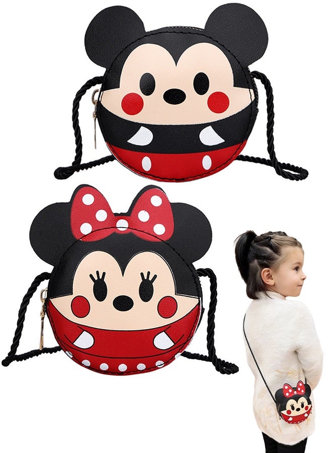 Happy D 2pcs Minnie and Mickey children's cartoon silicone mini mouse shoulder bags, cute cartoon mini children's wallets, cartoon Minnie and Mickey shoulder bags, suitable as children's gifts and birthday presents - Image 1